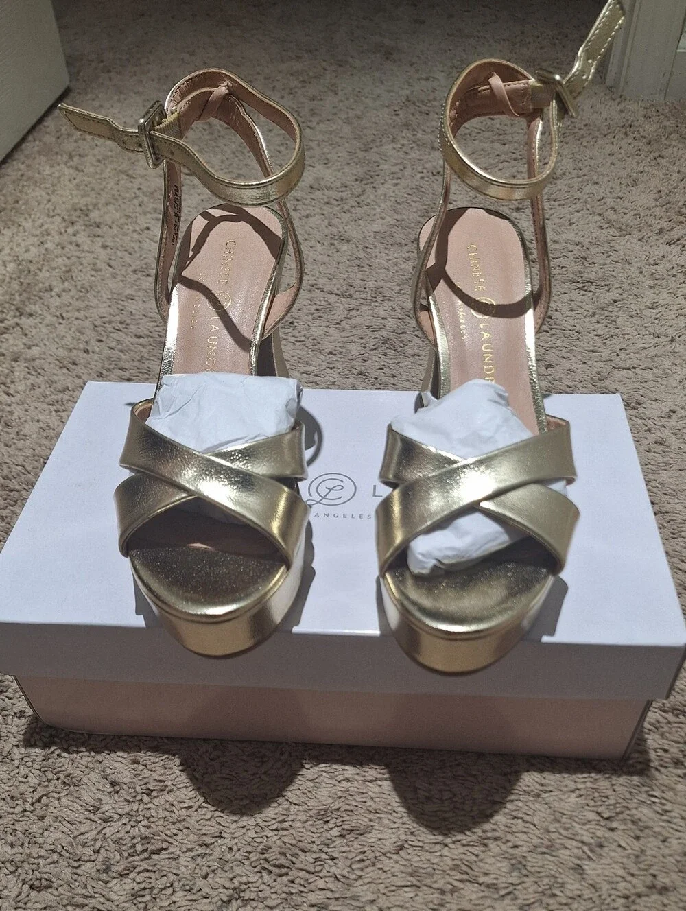 Chinese Laundry Thorie Gold Sandal Heels (6.5)